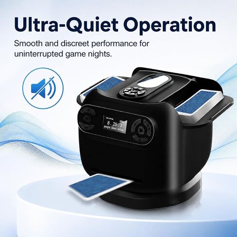 2026 Automatic Card Shuffler and Dealer Machine, 2-in-1 Smart 360°Rotating Card Dealer and Shuffler Machine, Super Quiet, Safer, Various Card Games for Home and Club-Black in Kuwait