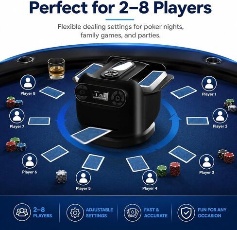 2026 Automatic Card Shuffler and Dealer Machine, 2-in-1 Smart 360°Rotating Card Dealer and Shuffler Machine, Super Quiet, Safer, Various Card Games for Home and Club-Black in Kuwait