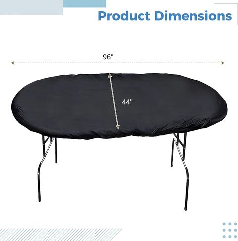Varku Black Oval Poker Table Cover 96.1 x 44.1 in, Water-Resistant 210D Oxford Cloth, Sun-Resistant, Dust-Resistant Game Table Cover with Adjustable Drawstring in Kuwait