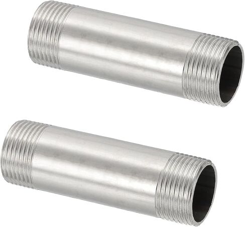 PATIKIL 304 Stainless Steel Pipe Fitting, 2 Pack 3/4" BSP Male x 3/4" BSP Male Threaded 3" Length Nipple Cast Pipe for Extending Piping, Silver in Kuwait