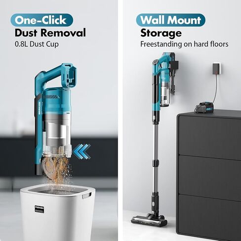 700W Cordless Vacuum Cleaners for Home with 2*Battery 8000mAh,Brushless Rechargeable Stick Vacuum with 3 Mode, 6 in 1 Portable Handheld Cordless Vacuum for Pet Hair/Hardwood Floor/Dorm in Saudi Arabia