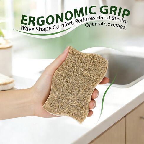 9 Pack Kickleen Biodegradable Natural Kitchen Sponges - Compostable Cellulose and Coconut Walnut Scrubber Sponge - Eco Friendly Sustainable Sponges for Dishes (9 Pack) in Kuwait