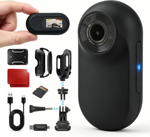 Mini Body Camera with Memory Card, 1" Screen POV Body Cam, Wearable Camera for Vlogging, Thumb Action Camera for Outdoor Sports, Cycling, Hiking, Fishing, Gifts for Men Dad Him in Saudi Arabia