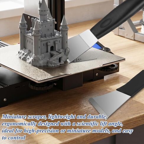 3D Printer Scraper Tool 2 Types Polished Metal 3D Printer Spatula with Hang Hole for 3DPrinting Resin Removal Model Stripping(Curved and Straight Edge) in Kuwait