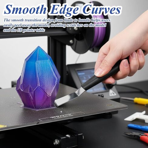 3D Printer Scraper Tool 2 Types Polished Metal 3D Printer Spatula with Hang Hole for 3DPrinting Resin Removal Model Stripping(Curved and Straight Edge) in Kuwait