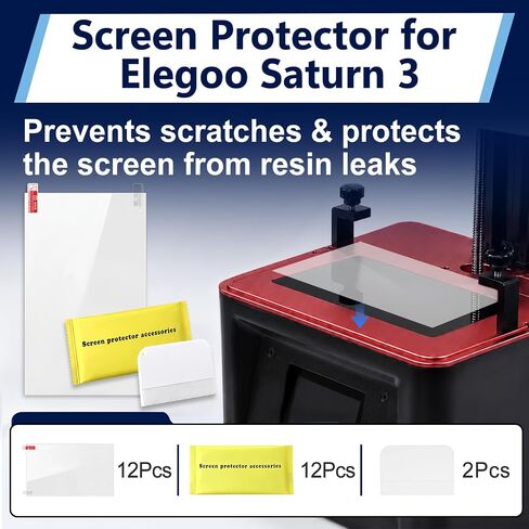 12 Pcs Screen Protector for Elegoo Saturn 3 / Saturn 4 / Saturn 4 Ultra/Saturn 3 Ultra/Sonic Mighty 8K / Photon M3 Premium LCD 3D Printers, 10.1 Inch Screen Protector for 3D Printer in Kuwait