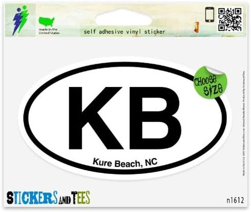 KB Kure Beach NC Oval Vinyl Car Bumper Window Sticker 3" x 2" in Kuwait