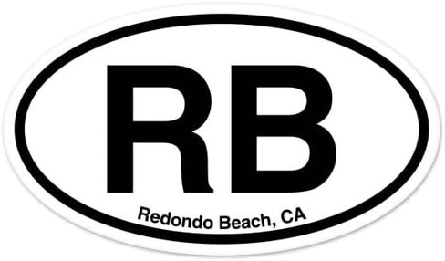ملصق نافذة السيارة من الفينيل البيضاوي RB Redondo Beach California مقاس 3 بوصة × 2 بوصة in Kuwait