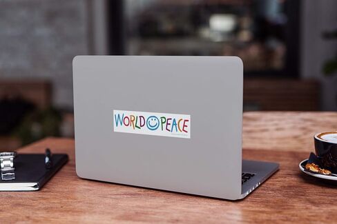 Peace Resource Project World Peace - Peace/Anti-War Small Bumper Sticker or Laptop Decal (8" x 2") in Kuwait