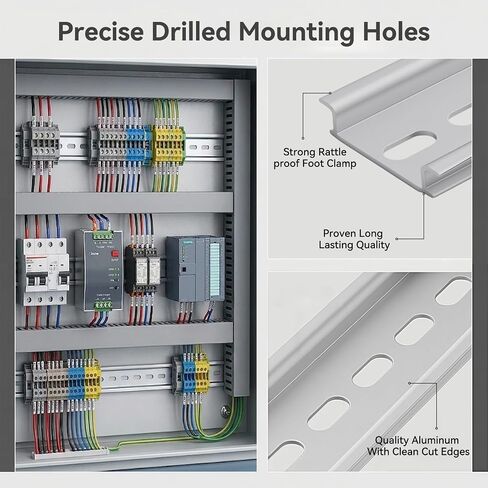 DIN Rail 35mm Width 7.5mm Height Top Hat Slotted Aluminum DIN Rail Mount, 2 Pack DIN Rail for Relay, Distribution Box and Industrial Electrical Equipment Installation(16 Inch) in Kuwait