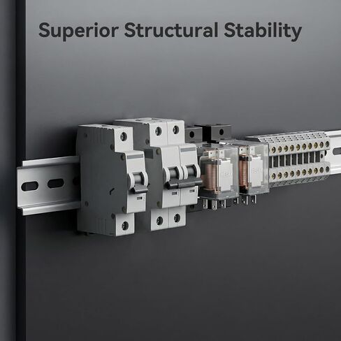 DIN Rail 35mm Width 7.5mm Height Top Hat Slotted Aluminum DIN Rail Mount, 2 Pack DIN Rail for Relay, Distribution Box and Industrial Electrical Equipment Installation(16 Inch) in Kuwait
