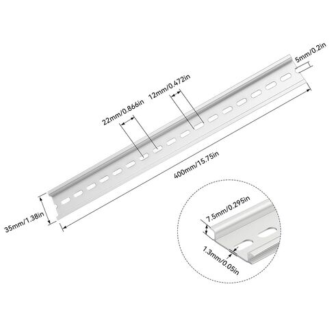 DIN Rail 35mm Width 7.5mm Height Top Hat Slotted Aluminum DIN Rail Mount, 2 Pack DIN Rail for Relay, Distribution Box and Industrial Electrical Equipment Installation(16 Inch) in Kuwait