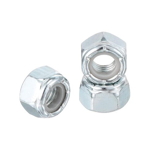 25Pcs Nylon Locking Hex Nuts - [#10-24], Carbon Steel Hardware Nuts, Blue and White, for Automotive, Aerospace, Industrial Applications Use in Kuwait