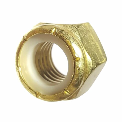 صواميل قفل سداسية من النايلون من Fastenere - #8-32 (1000 حزمة) من سبائك النحاس الصلب درجة 360، لمسة نهائية سادة، مقاومة للتآكل، صواميل متينة متعددة الاستخدام - تثبيت آمن مع محرك مقبس سداسي in Kuwait