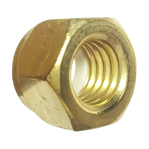 صواميل قفل سداسية من النايلون من Fastenere - #8-32 (1000 حزمة) من سبائك النحاس الصلب درجة 360، لمسة نهائية سادة، مقاومة للتآكل، صواميل متينة متعددة الاستخدام - تثبيت آمن مع محرك مقبس سداسي in Kuwait