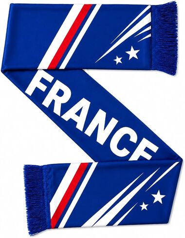 France Soccer Fan Scarf, French Flag Double Sided Printed, Patriotic Sports Supporter 5.9 x 60 Inch, Polyester National Team Souvenir Scarf Gift for Men Women Game Day Stadium Party in Kuwait