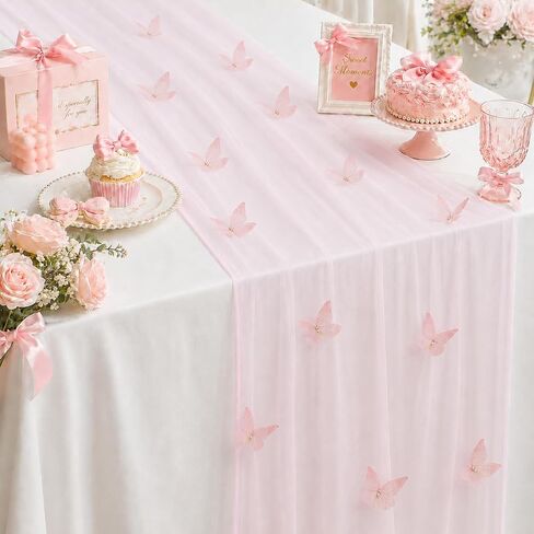 Gauze Happy Birthday Table Runner, 30 X 118 Inches Kitchen Dining Table Decoration for Home Party Decor ( White) in Kuwait