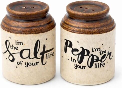 Ceramic Salt & Pepper Shaker Set – Vintage Stoneware Seasoning Jars with Easy Refill Bottom, Lead-Free, Durable Rustic Kitchen Tableware, Functional Dining Decor & Gift Set for Home in Kuwait