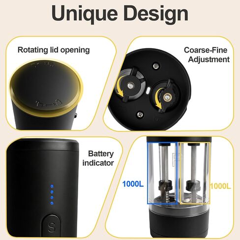 Electric Salt and Pepper Grinder Set, 2-in-1 Electric Salt and Pepper Grinder Set, USB-Rechargeable, Refillable Automatic Salt and Pepper Mill Shaker with LED Light, Kitchen Gift, Black in Kuwait