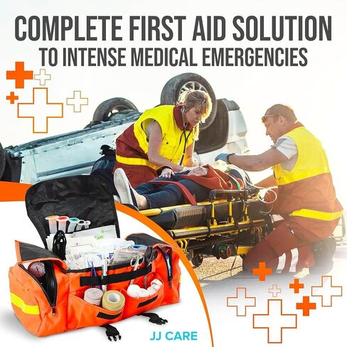 طقم الصدمات 250 قطعة طقم المستجيب الأول، حقيبة EMT مع حزام مبطن، طبي عاكس، جيوب متعددة، طقم الإسعافات الأولية EMS in Kuwait