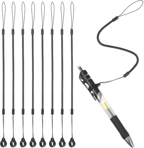 10 Pcs Elastic Lanyard Tether Pen Leash, Retractable Pens Holder Black Pen Lanyard, Plastic Lanyards String with Chain Silicone Ring for Tether Drawing Pens to Touchscreen in Kuwait