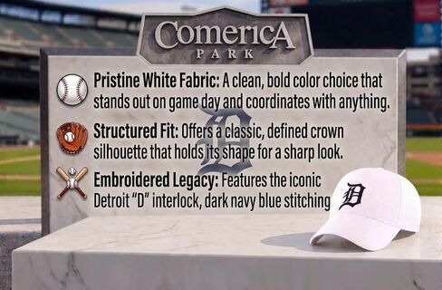 Officially Licensed Detroit Baseball White MVP Hat – Classic Navy Embroidered 'D' Logo – Structured Adjustable Sports Cap in Kuwait