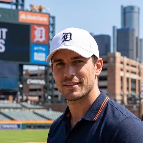 Officially Licensed Detroit Baseball White MVP Hat – Classic Navy Embroidered 'D' Logo – Structured Adjustable Sports Cap in Kuwait