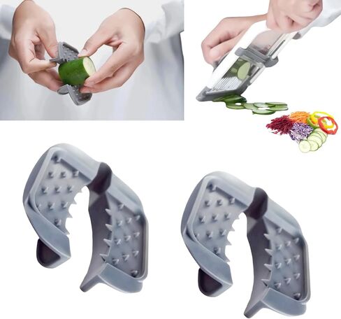 Safety Hand Guard for Any Mandolin Slicer or Grater,Food Slicer Cutter Finger Guard, Ergonomic, Non-Slip Grip, Durable,Safe Slicing of Fruits & Vegetables (Gray，2pcs) in Kuwait
