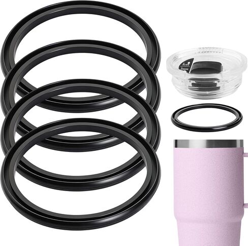 سدادة مطاطية لكوب السفر Yeti Rambler بغطاء قوي 20 أونصة، كوب سفر 20 أونصة بغطاء لولبي من السيليكون على شكل حرف O، حشية مطاطية مقاومة للتسرب لغطاء اليتي القوي 20 أونصة، أسود 4 قطع in Kuwait