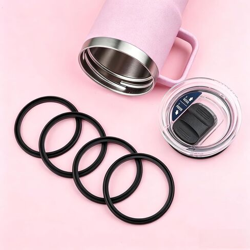 سدادة مطاطية لكوب السفر Yeti Rambler بغطاء قوي 20 أونصة، كوب سفر 20 أونصة بغطاء لولبي من السيليكون على شكل حرف O، حشية مطاطية مقاومة للتسرب لغطاء اليتي القوي 20 أونصة، أسود 4 قطع in Kuwait