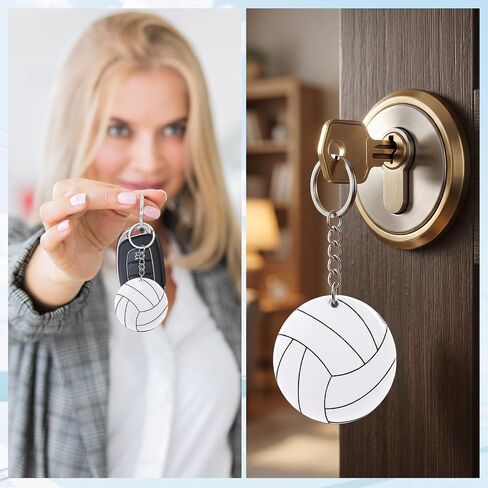EupHHonycs 12Pcs Acrylic Volleyball Keychain 2 Inch Personalized Volleyball Gifts for Team Sports Keychains for Sublimation DIY Crafting Team Party Favors Bag Tags in Kuwait