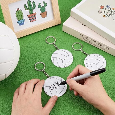 EupHHonycs 12Pcs Acrylic Volleyball Keychain 2 Inch Personalized Volleyball Gifts for Team Sports Keychains for Sublimation DIY Crafting Team Party Favors Bag Tags in Kuwait
