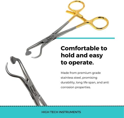 Orthopedic Bone Plate Holding Forceps 5.5" With Long Ratchet & Curved Tapered Tip Medical Instruments Made of Stainless Steel Bone Reduction Surgical Clamps in Kuwait