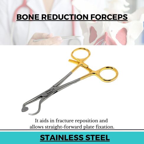 Orthopedic Bone Plate Holding Forceps 5.5" With Long Ratchet & Curved Tapered Tip Medical Instruments Made of Stainless Steel Bone Reduction Surgical Clamps in Kuwait