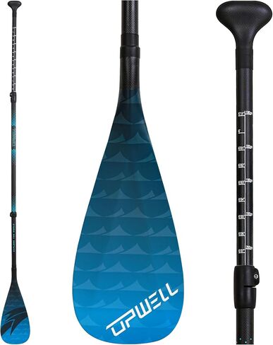 مجداف UPWELL SUP قابل للتعديل مقاس 70.8 بوصة - 86.6 بوصة مجداف واقف لألواح التجديف، عمود من ألياف الكربون مكون من 3 قطع مع شفرة من ألياف الكربون in Kuwait