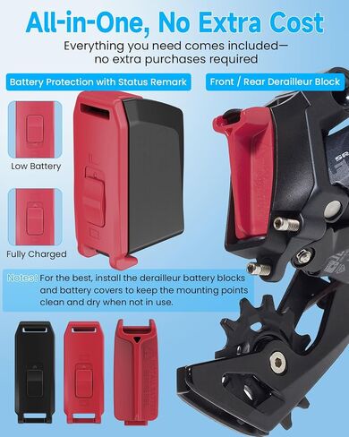 مجموعة واقي البطارية (4 عبوات) لغطاء Derailleur الأمامي / الخلفي SRAM eTap AXS (عبوتان) - متوافق مع سلسلة Red / Force / Eagle in Kuwait