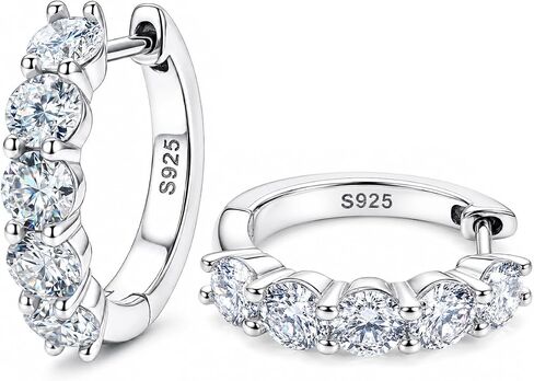 Moissanite Hoop Earrings Huggie Hoops Earrings for Women, 2ct D Color VVS1 18K White Gold Plated S925 Hypoallergenic, Wedding Earrings Jewelry for Gifts in Saudi Arabia