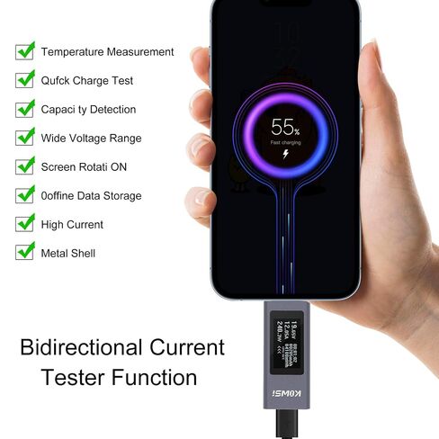 KWS-2301C Multi-Function Digital Display DC Voltage Ammeter Power Meter Type-c Cell Phone Charging Tester DC 4-30V 0-12A in Kuwait