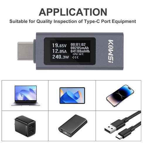 KWS-2301C Multi-Function Digital Display DC Voltage Ammeter Power Meter Type-c Cell Phone Charging Tester DC 4-30V 0-12A in Kuwait