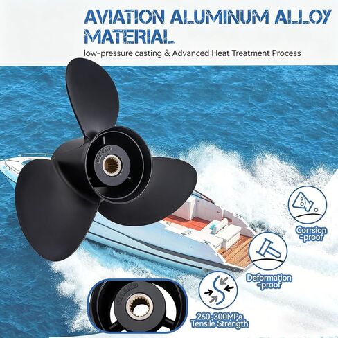 14.3X21 | 3817469 OEM Upgrade Aluminum Outboard Moto Boat Propeller fit Volvo Penta SX Drive All Models Engines 130-300 HP 3.0L/4.3L/5.0L/5.7L/5.8L/7.4L/8.2L, 19 Spline Tooth in Kuwait