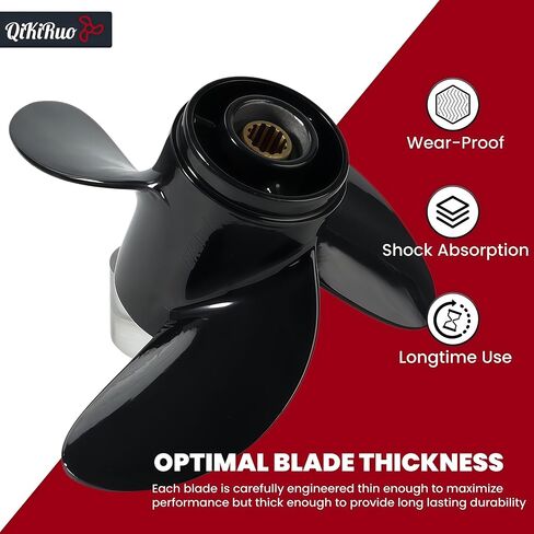 لمحركات Mercury 7.8x7 Propeller 4-6HP، OEM:48-812949A02,12 سن | لمروحة ألومنيوم ميركوري 4/5/6HP، استبدل مباشرة بتصنيع المعدات الأصلية، تكنولوجيا تلميع بالليزر المتقدمة in Kuwait