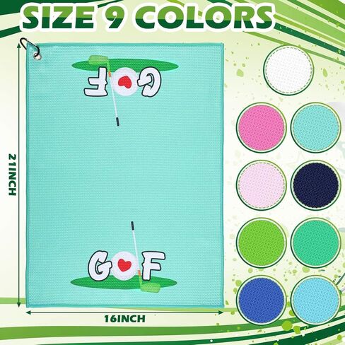 9 Pieces Golf Towels Bulk 21"x 16" Waffle Pattern Golf Towel Funny Golf Ball Towels with Clips Accessories for Golf Bags, Golf Gift for Men Women Golf Lovers Husband Father, Birthday, Retirement Gifts in Kuwait