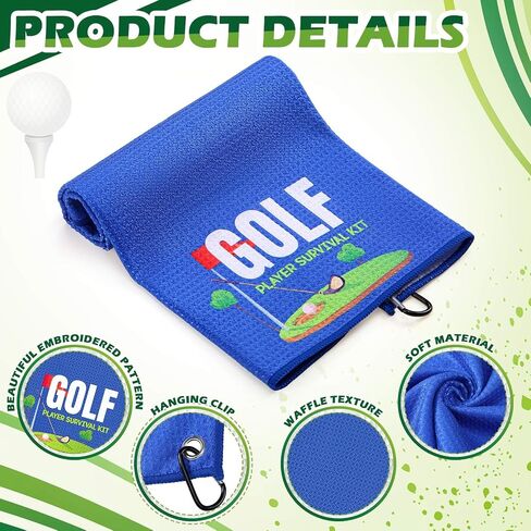 9 Pieces Golf Towels Bulk 21"x 16" Waffle Pattern Golf Towel Funny Golf Ball Towels with Clips Accessories for Golf Bags, Golf Gift for Men Women Golf Lovers Husband Father, Birthday, Retirement Gifts in Kuwait