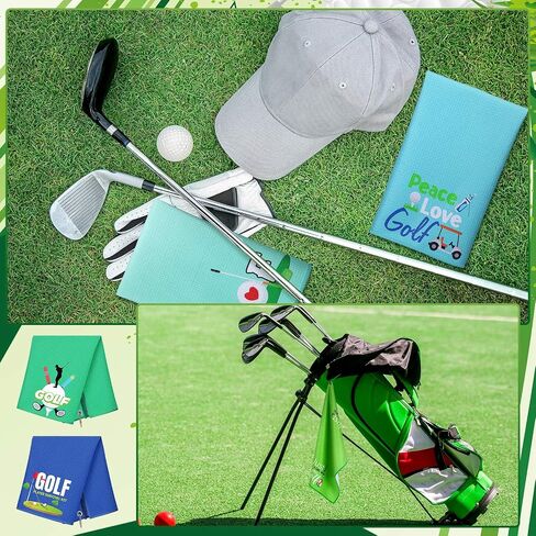 9 Pieces Golf Towels Bulk 21"x 16" Waffle Pattern Golf Towel Funny Golf Ball Towels with Clips Accessories for Golf Bags, Golf Gift for Men Women Golf Lovers Husband Father, Birthday, Retirement Gifts in Kuwait