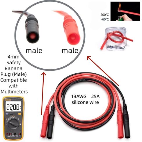 مجموعة الرصاص اختبار المتعدد | مقياس سلك 13AWG، طول كابل 5 FET، تصنيف تيار مستمر 25 أمبير، يعمل بالبطارية، يتضمن علبة تجميع محمولة in Kuwait