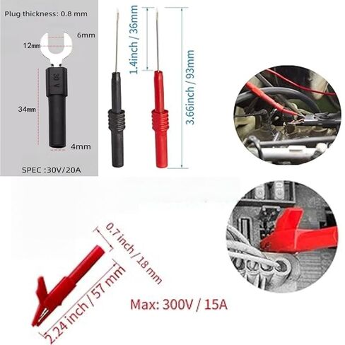 مجموعة الرصاص اختبار المتعدد | مقياس سلك 13AWG، طول كابل 5 FET، تصنيف تيار مستمر 25 أمبير، يعمل بالبطارية، يتضمن علبة تجميع محمولة in Kuwait