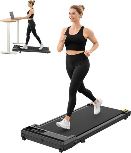 Lite Compact Treadmill - 2.5HP Quiet Under-Desk Walking Pad with Manual Incline & Shock Absorption, LED Display, Space-Saving Compact for Home & Office in Kuwait