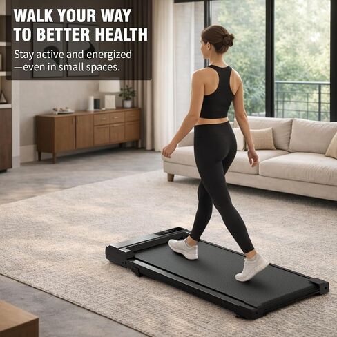 Lite Compact Treadmill - 2.5HP Quiet Under-Desk Walking Pad with Manual Incline & Shock Absorption, LED Display, Space-Saving Compact for Home & Office in Kuwait