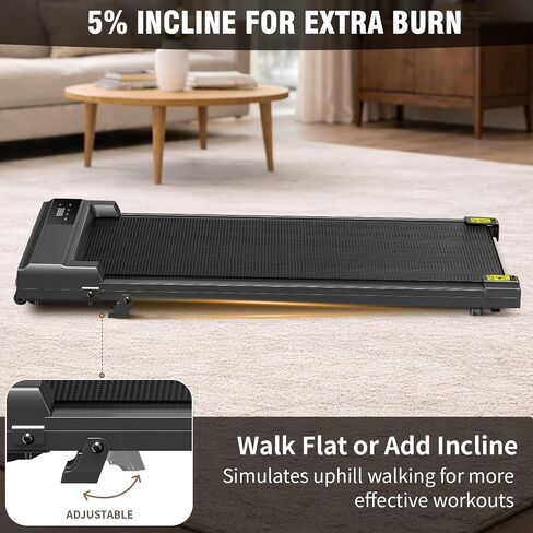 Lite Compact Treadmill - 2.5HP Quiet Under-Desk Walking Pad with Manual Incline & Shock Absorption, LED Display, Space-Saving Compact for Home & Office in Kuwait