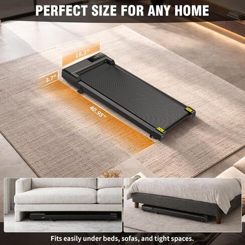 Lite Compact Treadmill - 2.5HP Quiet Under-Desk Walking Pad with Manual Incline & Shock Absorption, LED Display, Space-Saving Compact for Home & Office in Kuwait